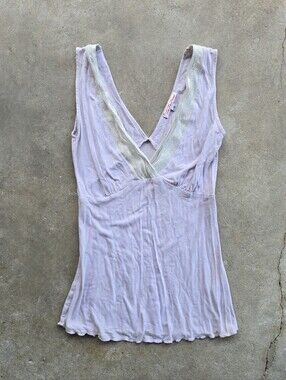 vtg y2k La La Lame pink deep plunge euro style going out club top small
